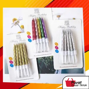 BISA COD Li5552 Lilin Ulang Tahun 10 Pcs / Lilin Metalik / Lilin Ulang Tahun Kue