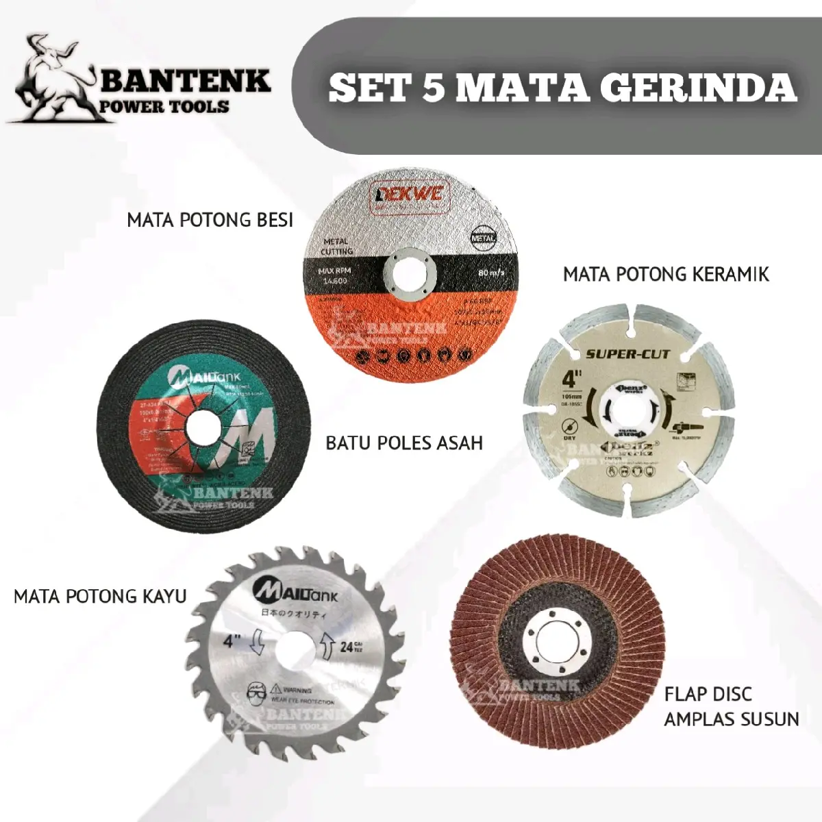 SET 5 MACAM BATU GERINDA 4 INCH RESIBON CUTTING BESI, KAYU, KERAMIK, POLES ASAH BESI DAN AMPLAS