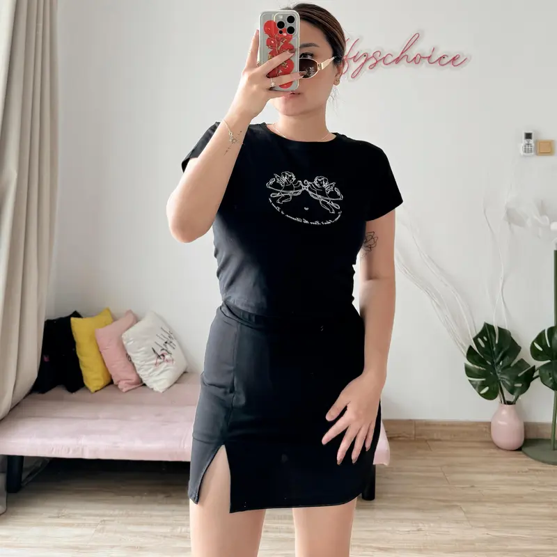 Pluffyschoice Drama Loves Me Baby Tee Crop T-shirt Baju Pendek Fitbody Wanita Kaos Katun Atasan 3