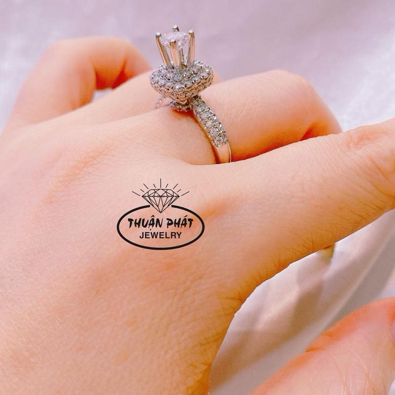 Phụ Kiện Nhẫn Nữ N063 Vuông Fullmoiss Viên Chủ 5li4 Đeo Tay Sang Trọng Trang Sức Bạc Ý Xi Kim - Bạc Thuận Phát