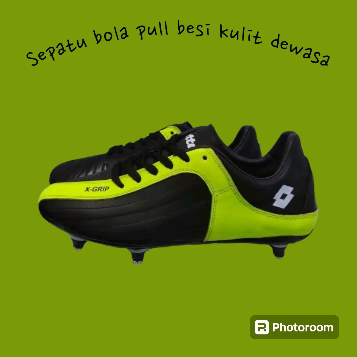 Sepatu Bola Kulit Pull Besi Pria Dewasa (Dijahit dan Dipaku)