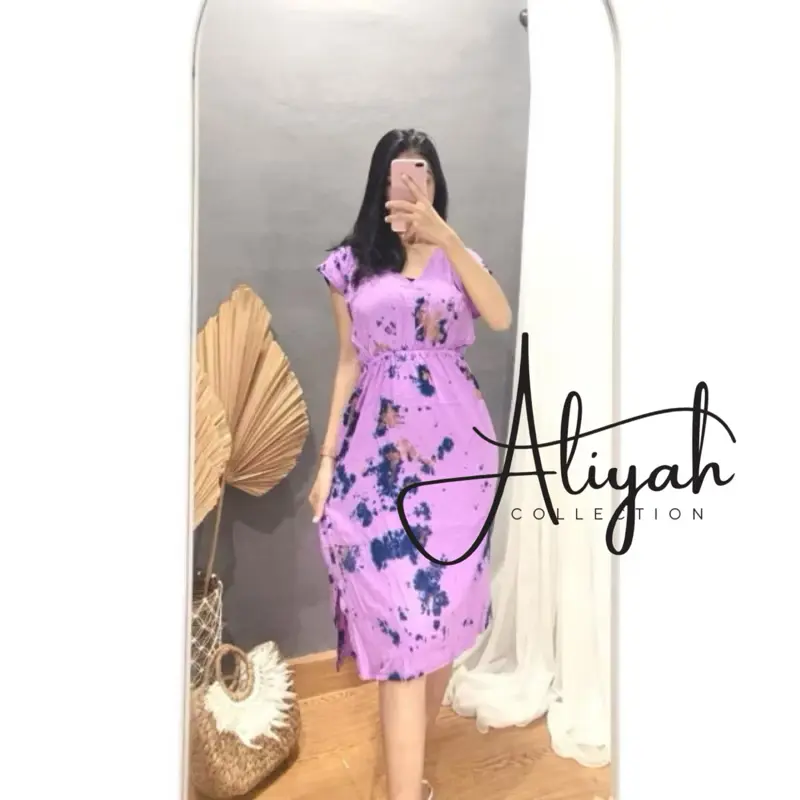 Daster Manohara Abstrak Bali Realpict - Gaun Wanita Casual Midi Hitam - Baju, Dress, Pesta, Dewasa, Panjang Tebal Tidur Pendek 7