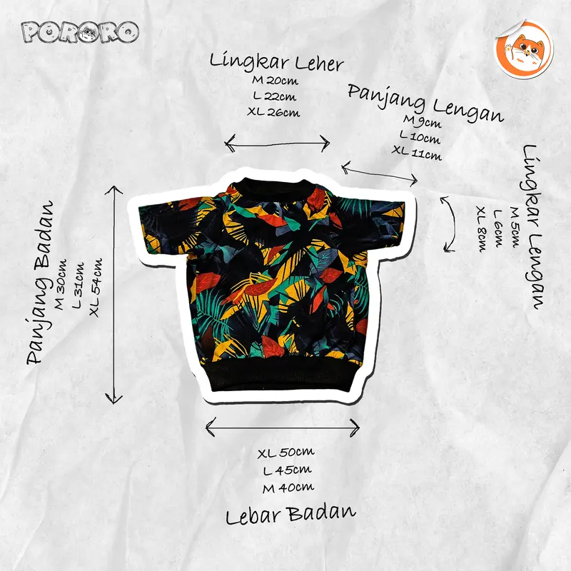 PORORO - Baju Kucing Pororo Motif Hawai Murah Kualitas Premium 2