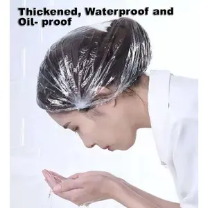 100pcs Disposable Plastic Shower Cap/Salon Spa Cap/Shower Cap