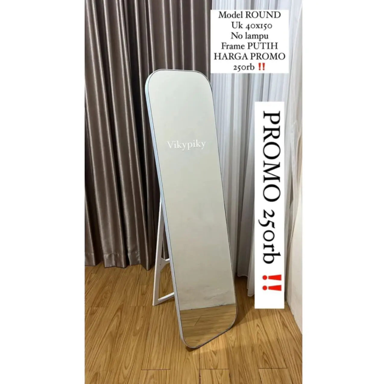 TERMURAH Vanity mirror ROUNDby Vikypiky ukuran 40x150cm