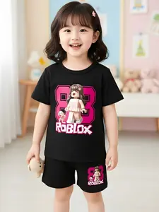 Setelan Anak Perempuan Motif Karakter Roblox 88 Lengan Pendek 2-9 Tahun Bahan Pe Rayon 30s Ukuran M L XL XXL