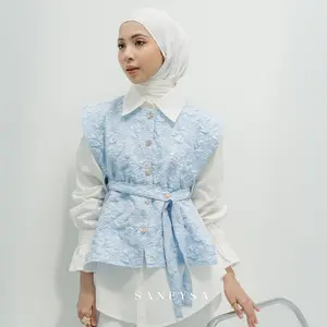 Daisy Shirt - Kemeja Set Vest - Atasan Blouse Wanita - Vest Jacquard  - Rompi Vest Wanita
