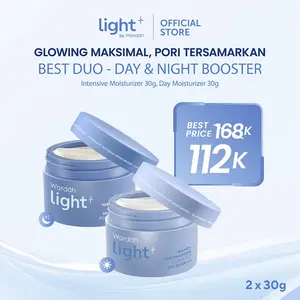 PAKET 2 pcs - Light+ by Wardah Hydrashot Intensive Moisturizer 30 g + Glowshot Day Moisturizer 30 g | Cream Niacinamide Brightening Moisturizer Pelembab Wajah Pemutih Wajah Facial Day Night Cream Skincare BPOM - Lightening Skincare