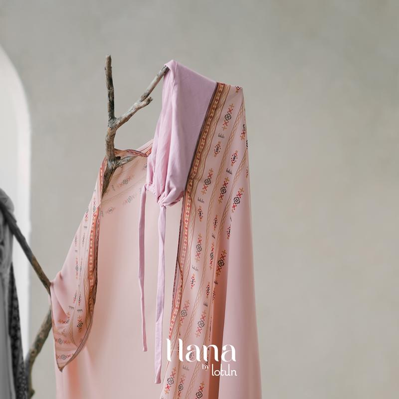 Lotun Hana Series - Hijab Pashmina Instan Printing Motif Etnik Material Premium Simpel Mudah dipakai - Peach Rayon Ceruti 9