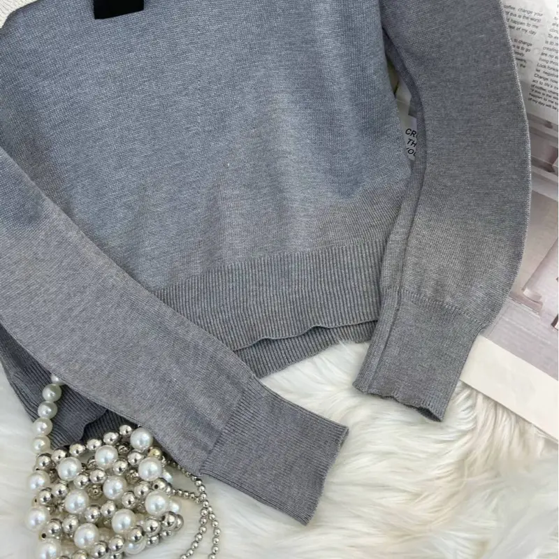 GS - Blouse Rajut Kerah Sailor Variasi Pita Lucu | Baju Lengan Panjang Pakaian Wanita Korean Fashion | Polos Kerah baby Kerah Korea | Rajutwear Knit wear 5