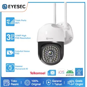 EYESEC CCTV Simcard 4G All Operator 3MP FHD CCTV Outdoor Tahan Air IP66 Garansi 1 Tahun