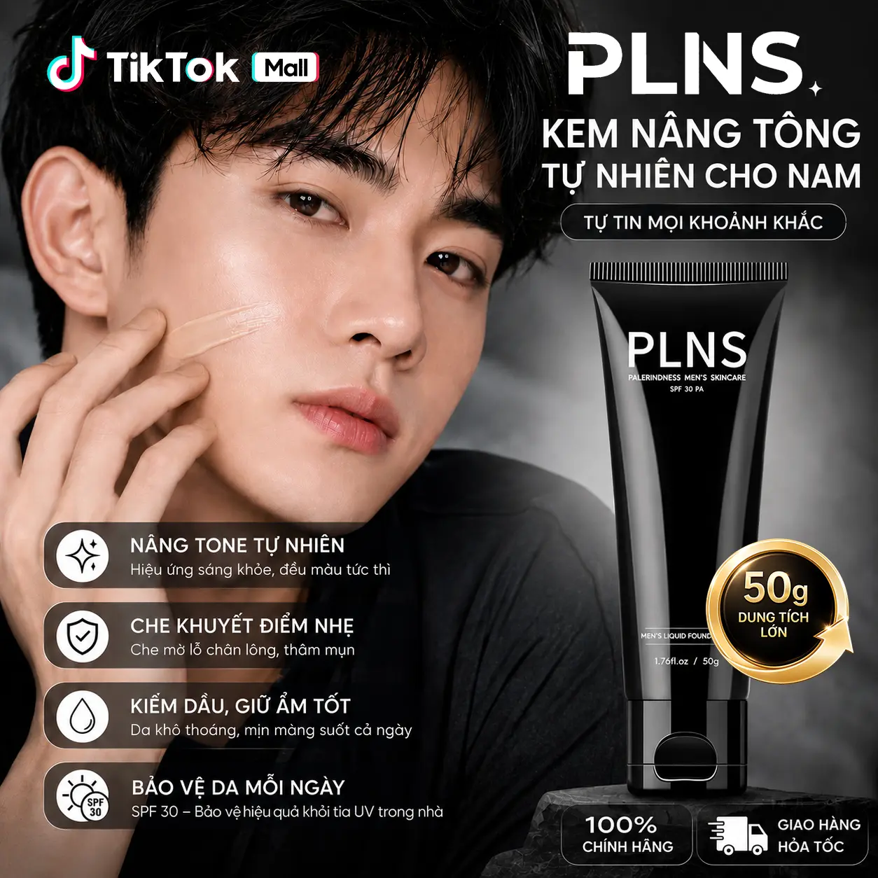 Kem nền nam PLNS - Nâng Tông Tự Nhiên, Chống Nắng, Chống Nước, Vũ khí hẹn hò, Cứu nhan sắc, Gợi ý quà Noel