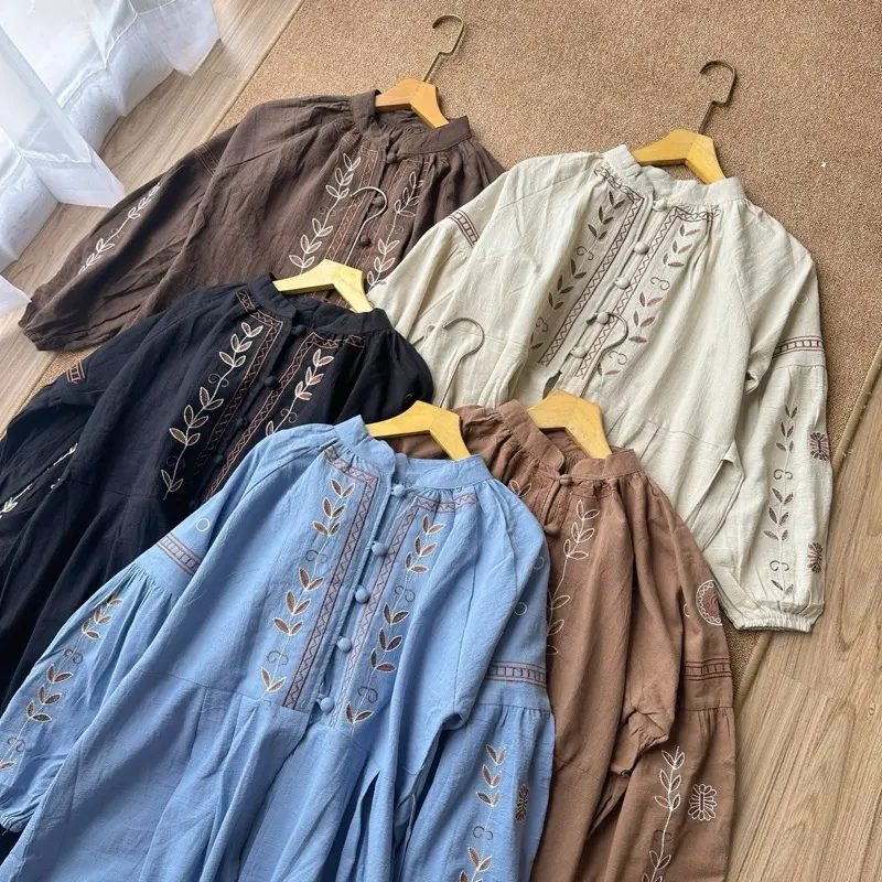 ZR fashion - Azzura Tunik Linen Bordir Bunga Muslim Panjang 1