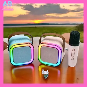 Speaker Bluetooth Portable Karaoke Mini Pengeras Suara Mic Mikrophone K12 free mic Bass Wireless