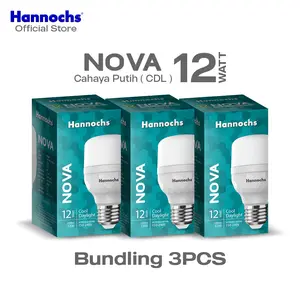 Hannochs Lampu Bohlam LED Nova 12W Cahaya Putih ( PAKET 3pcs ) - Garansi 1 Tahun