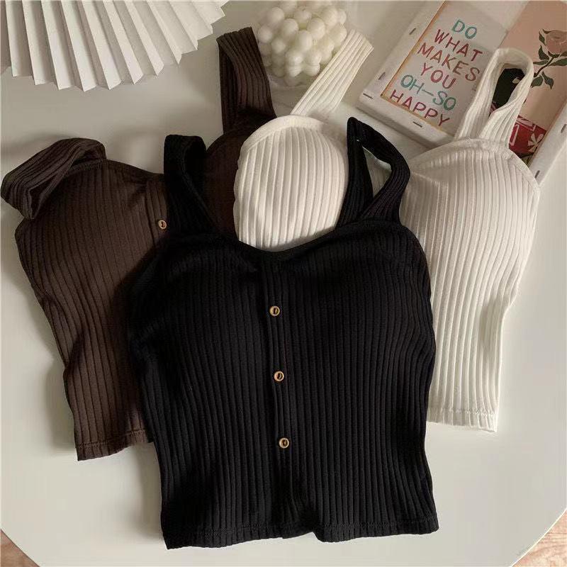 Product Introduction of Cute Sleeveless Cropped Tank Top Women's Crop Top Summer 2024 Korean Corset Top Camisole Knit Sexy Slim Vest with Bra Pads Tops Female Y2k 10