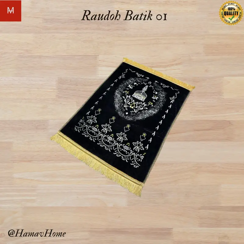 SAJADAH RAWIS BUSA TEBAL EMPUK UK 110X70 CM MOTIF RAUDOH [warna dasar hitam] 4