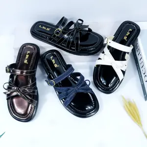 Sandal Wanita Selop Pita Tali Gesper Empuk Sandal Wanita Platform Terbaru Flat Sandals Cewek Kekinian Sandal Flat Premium Kekinian Sandal Slop Pita Sendal Cewek Platform 3cm Empuk