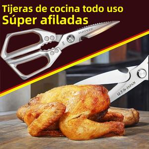 Tijeras de Cocina Profesionales Multiusos - Acero Inoxidable, Aptas para Lavavajillas | Cortan Huesos de Pollo y Aves | Tijeras Reforzadas de Alta Resistencia, Tijeras para Aves de Corral, Tijeras de Carne, Tijeras para Cocina, Herramientas de Cocina, Reg