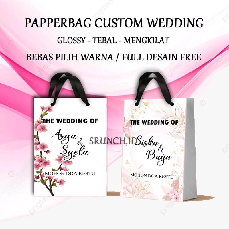 [1PCS] PAPPERBAG WEDDING CUSTOM PREMIUM//FREE DESAIN//SEMUA BEGROUND//SEMUA WARNA FREE 0