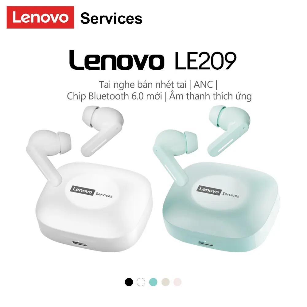 Tai nghe nhét tai nghe Bluetooth Lenovo LE209 AI, với chức năng Khử tiếng ồn chủ động, tăng cường cuộc gọi bằng giọng nói của AI, thời lượng pin 33 giờ, trình điều khiển 14,2mm | BigBuy360 - bigbuy360.vn