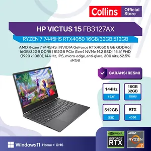 HP VICTUS 15 FB3127AX RYZEN 7 7445HS RTX4050 16GB 512GB 15.6FHD 144HZ W11 OHS