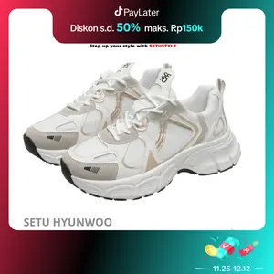 SETU Sepatu Sneakers Wanita Hyunwoo Casual Shoes Kerja Kuliah Korean Style Sol Tinggi Ukuran 37-41