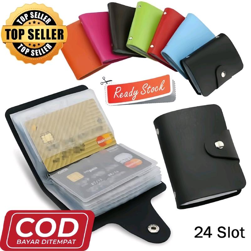 Dompet Kartu Kulit Warna Warni / Card Holder 24 Slot Penyimpanan Serbaguna 0