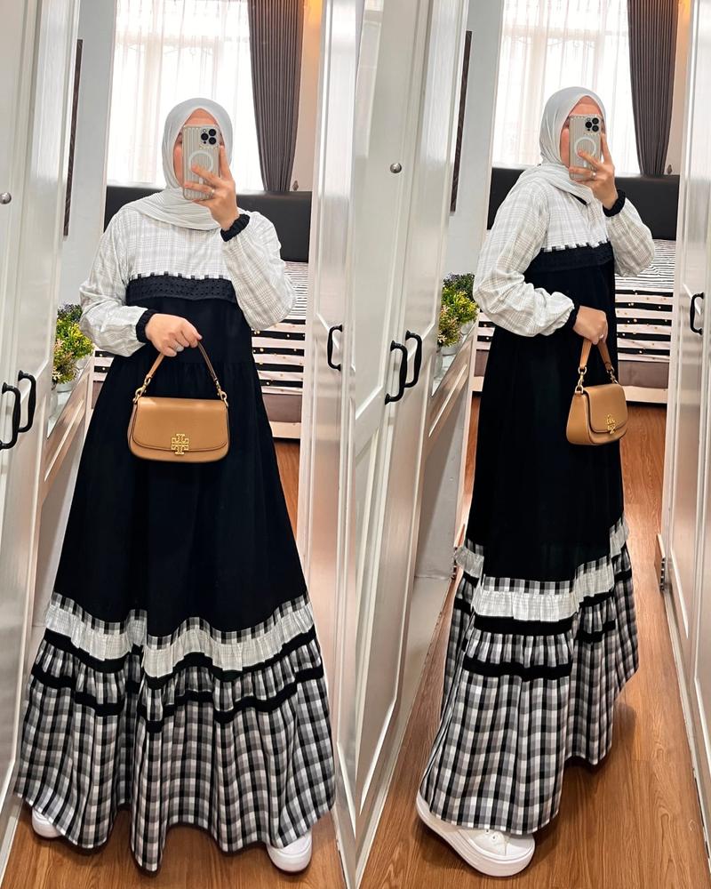Product Introduction of SEO GAMIS SEMUT BY SYAINA TERBARU DAN KEKINIAN  Katun Polos Linen Muslim Nyaman Wudhu Wanita Dress Dewasa Lebaran gam is cantik 2