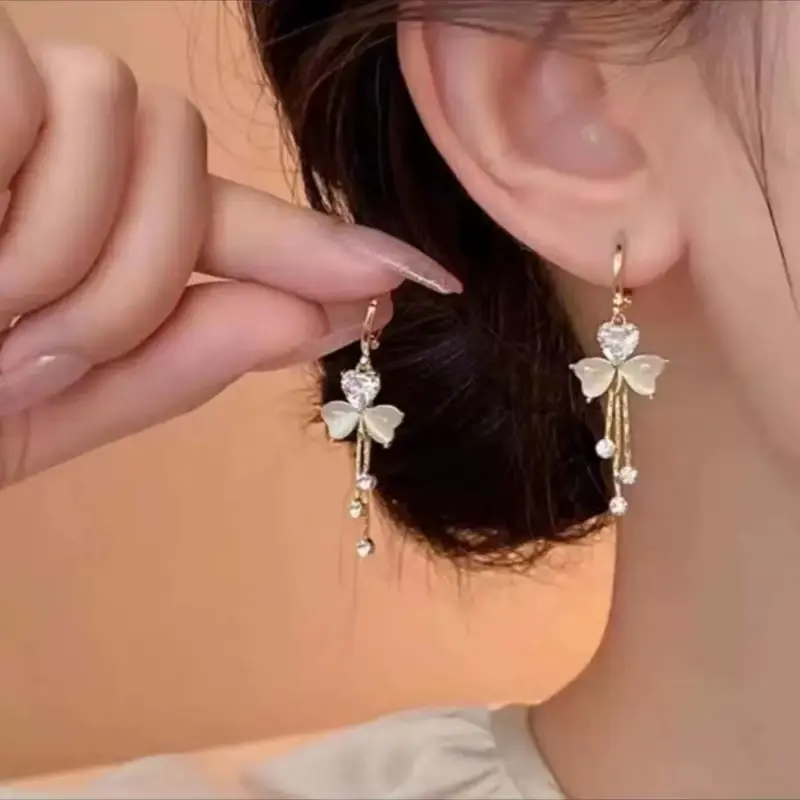 Bông Tai Hình Cỏ Ba Lá, Kiểu Dài, Có Tua Rua, Móc Cài Bông Tai, Thích Hợp Cho Bữa Tiệc, Tuyệt Vời Làm Quà Tặng Và Túi Xách