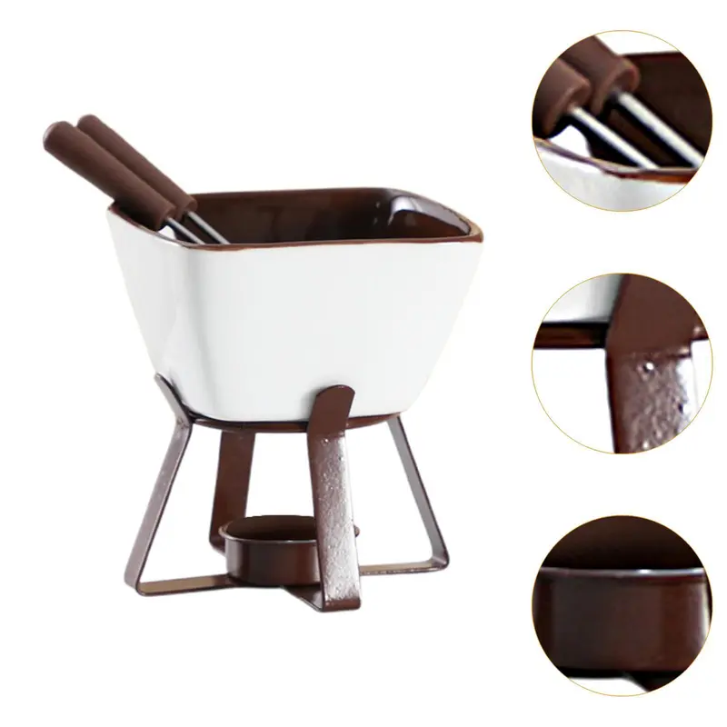 Creative Ceramic Hotpot Cheese Melting Insulated Pot Chocolate Hotpot Ice Cream Pot Circular Chocolate Stove Cooking Fondue 4