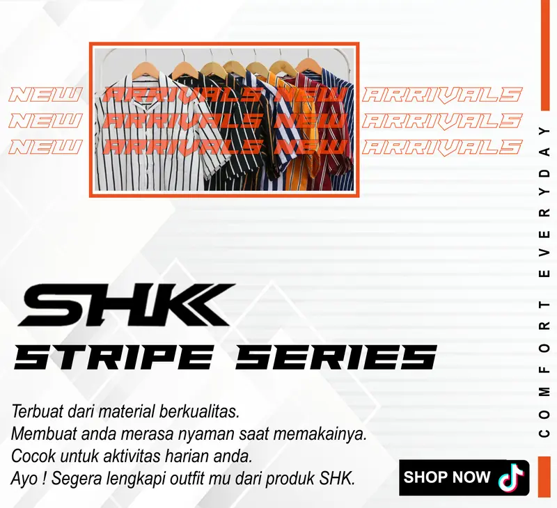 SHK BIG SIZE Kemeja STRIPE series cowok cewek katun twill baju lengan pendek LINES 3