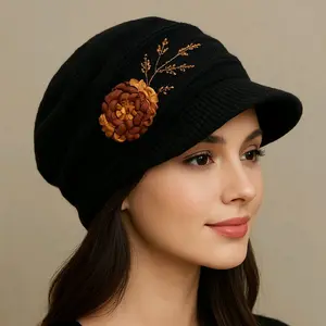 Ciput Rajut Nenek Bunga Besar Santai Sore Hari bisa untuk Hadiah Topi Hiasan