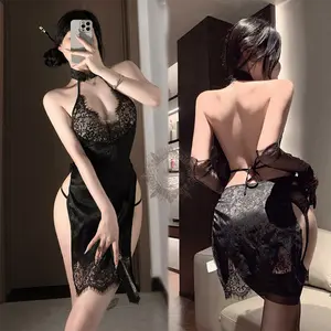 Lingeria sexy hot import premium Cheongsam renda slim g string  lingery wanita setelan berkah style baju tidur dress