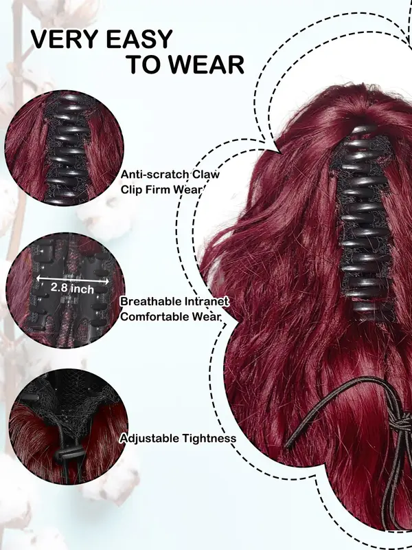18 Inch Long Wavy Ponytail Extension, Natural Fluffy Claw Clip Synthetic Ponytail Extension, Synthetic Hairpiece Wigs for Women, Clip Hair Extensions, Ponytailwig 4