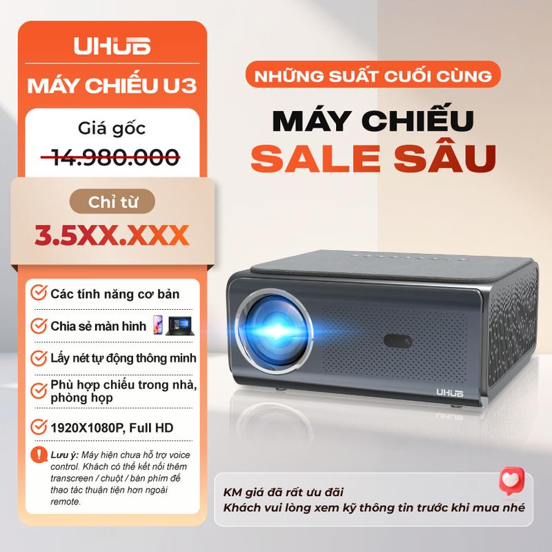 Máy chiếu U3 PRO PRO- UHUB/ 700 ansi LM/Tự động lấy nét/FULL HD/Wifi-/độ sáng cao, Âm thanh cực đỉnh Projector maychieu  mini máy chiếu Bluetooth