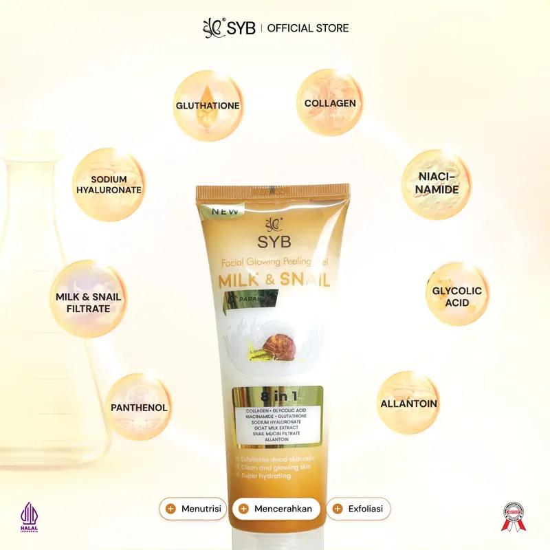 【SYB Facial Glowing Peeling Gel】- Gel Eksfoliasi [Available in 3 varian : Aloe Vera - Milk & Snail - Charcoal] 3