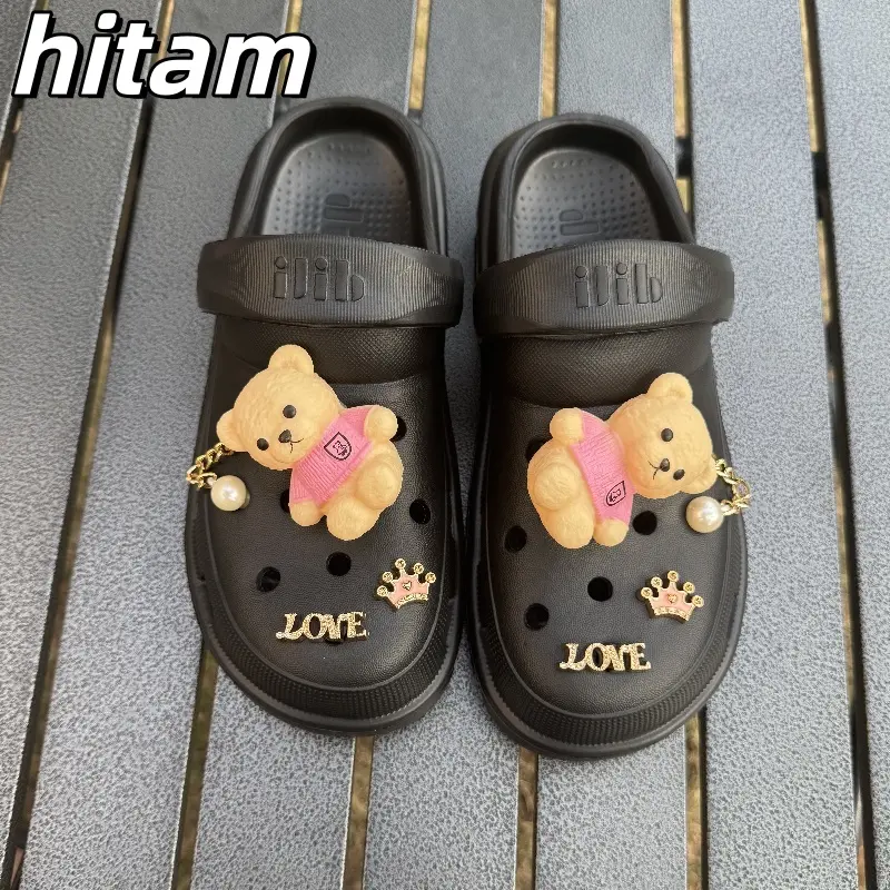 Sandal wedges wanita terbaru dengan berbagai aksesoris sandal pantai outdoor bersol tebal yang nyaman 2