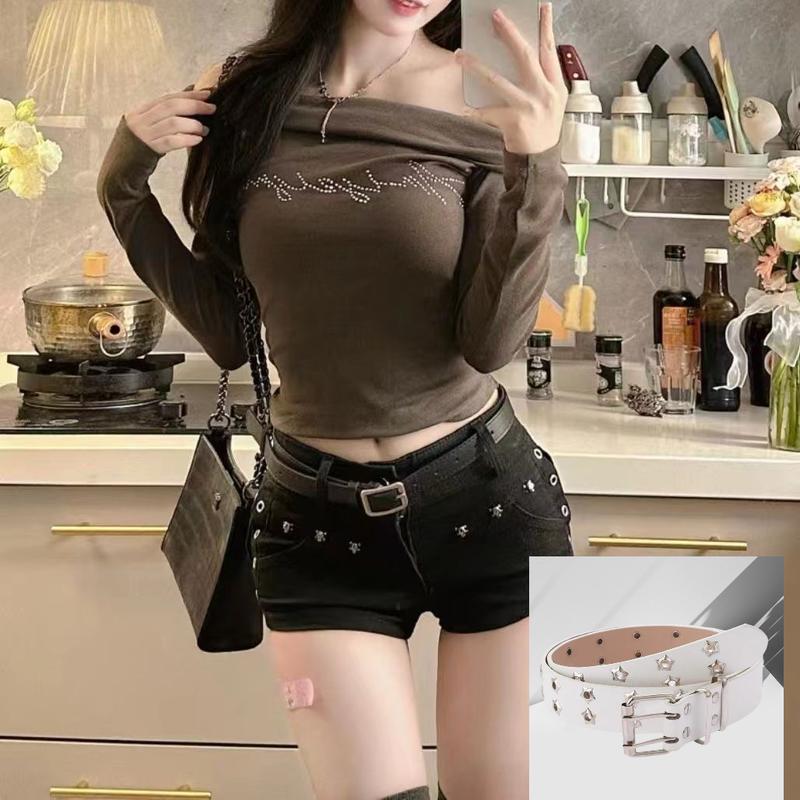 Quần Jean Siêu Ngắn Cạp Thấp Phong Cách Mỹ Quần Hot Y2g Mỏng Vừa Vặn Có Đinh Tán Co Giãn Nâng Hông Quần Short Denim Mới