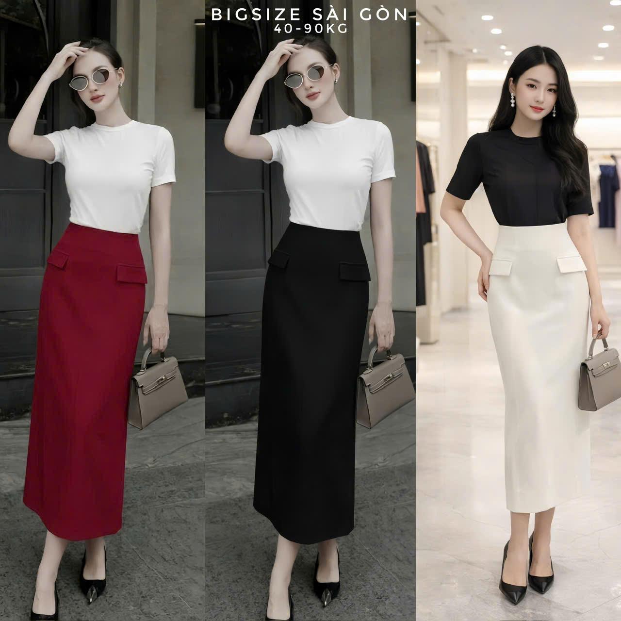 Thời Trang Bigsize Chân Váy BÚt Chì Tuyết Mưa Cạp Cao Nắp Túi Công Sở Vải Tuyết Mưa Cao Cấp Cho Nàng 40 - 90Kg Thời Trang Béo Xinh - A.1745
