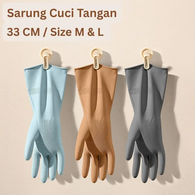 SARUNG TANGAN CUCI PIRING KARET CLEANING GLOVES 33CM PANJANG TEBAL ELASTIS