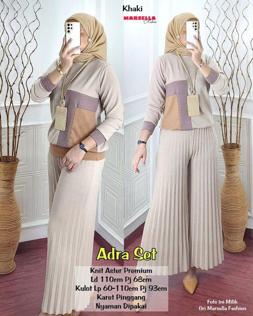 Product Introduction of Pakaian setelan wanita bahan knit aster import LD 110-120 cm lengan panjang celana kulot plisket nyaman dipakai bestseller Sandra set Adra set by Vensy marsella 9