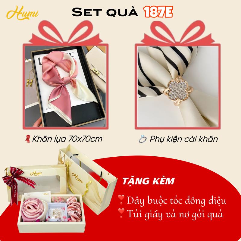 Set quà tặng khăn lụa HUMI sang trọng 70x70cm