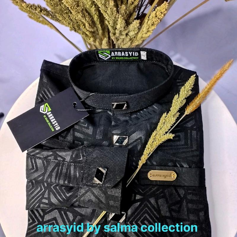 KEMKO KEMEJA KOKO SULTAN ANAK USIA 1-12 TAHUN EMBOS PREMIUM MODEL TERBARU 2023 HITAM Motif Muslim Baju Nyaman 3