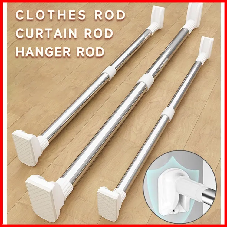 MYQliving Stainless Steel Punch Free Telescopic Rod Tension Rod for Curtain Clothes Hanger for Balcony Bathroom