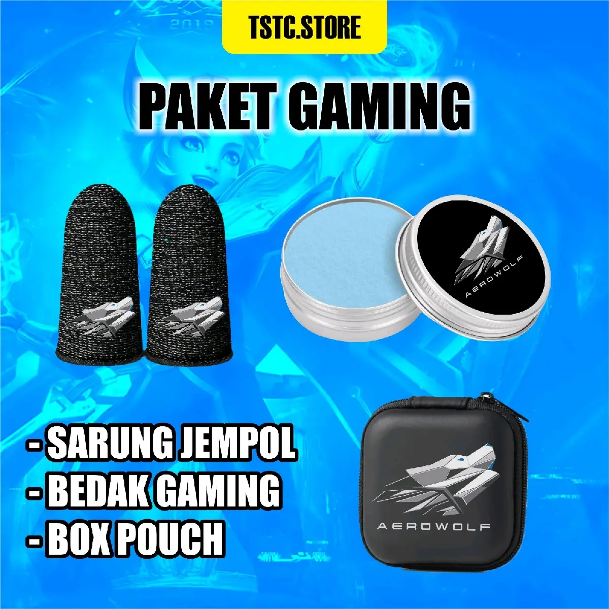 SARUNG GAME AERO WOLF ISI BOX + BEDAK GAMING  ANTI KERINGAT SENSITIF GAMING SUPER SOFT PREMIUM Accessories Komputer