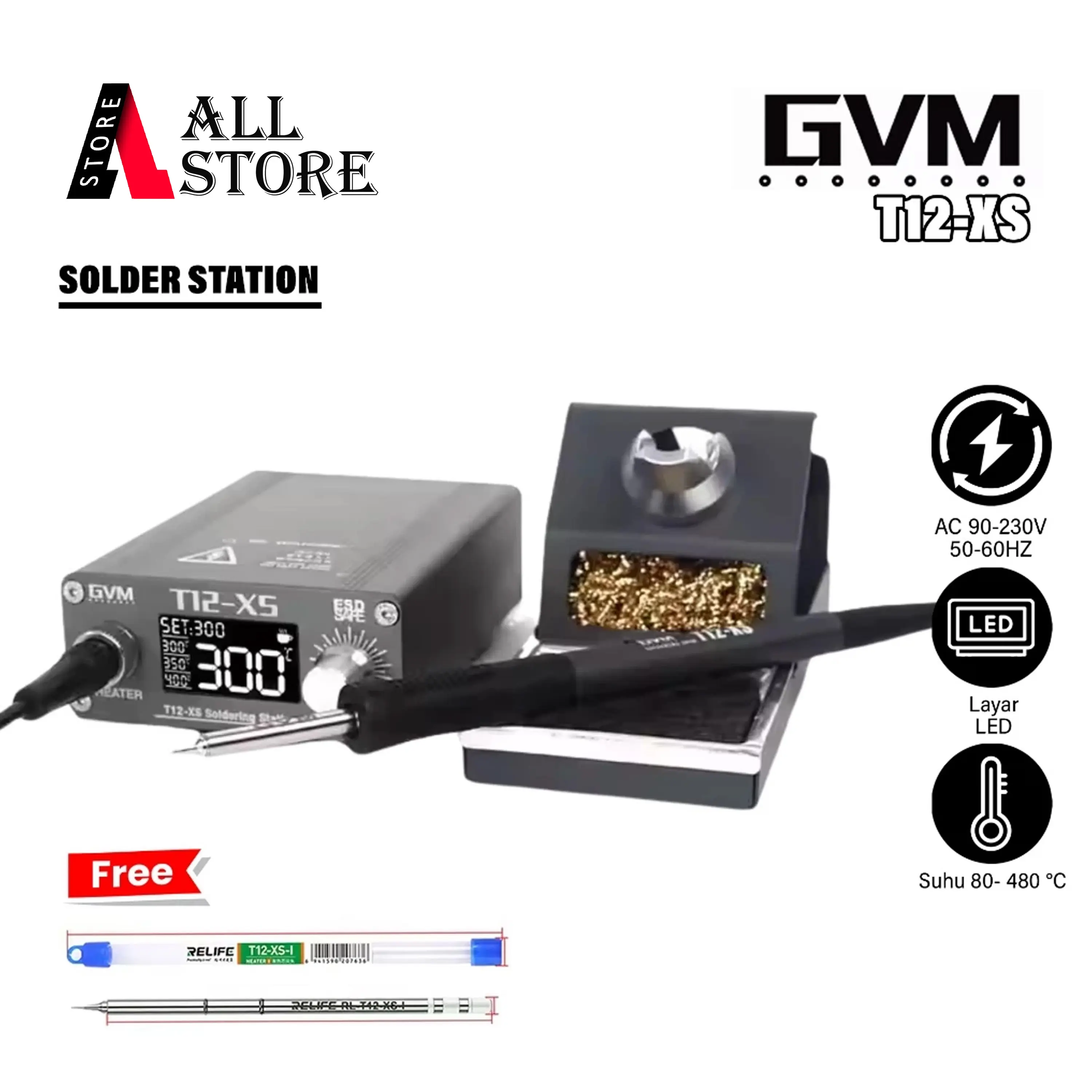 GVM T12-XS SOLDER STATION ORIGINAL - SOLDER CEPAT PANAS TEKNISI HANDPHONE ELEKTRONIK - SOLDER STATION UNTUK PEMULA PROFESIONAL - SOLDER LAYAR LCD