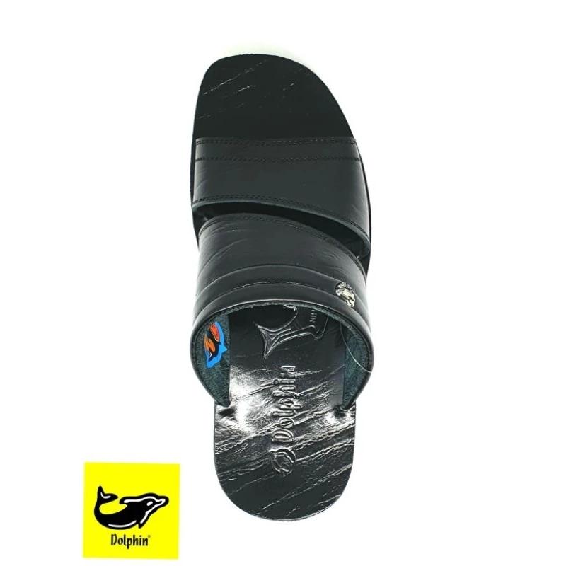 KOLEKSI BARU - Sandal Slop Pria Dolphin D-05 - Sandal Slide Bahan Kulit -  Coklat 6