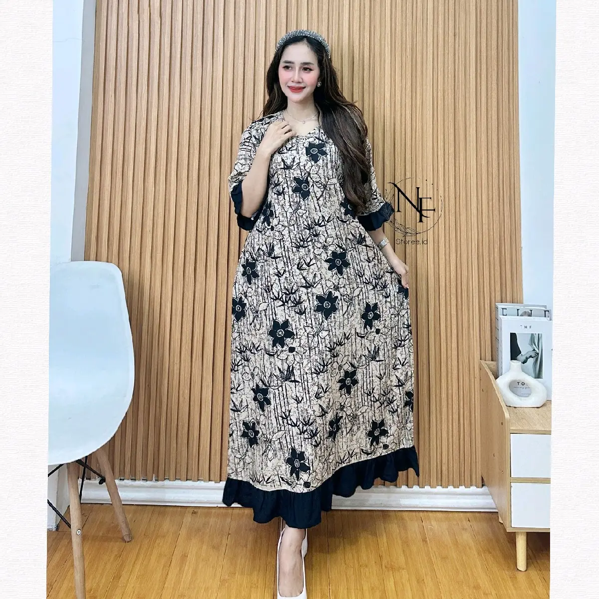 Daster Andin Rempel Bawah Ld 120cm Busui Bahan Rayon- Dress, Bumil