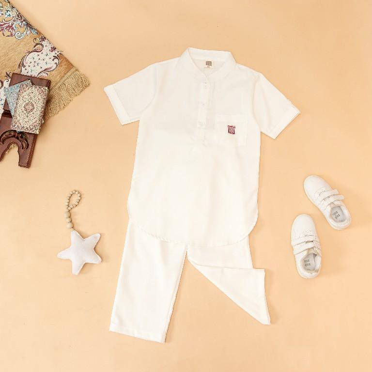 Baju koko setelan anak laki laki pakaian baju lengan pendek Muslim Katun 3